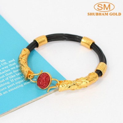 Red Ganesh Stoned Bracelet For Men