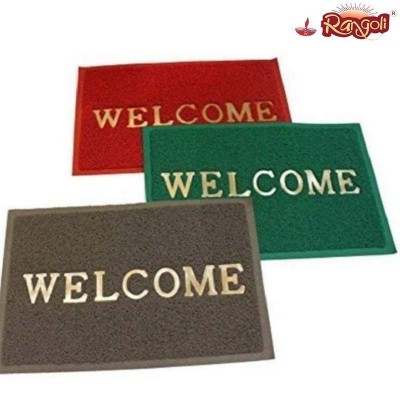 Sert of 3 Rubberized PVC Welcome Doormat