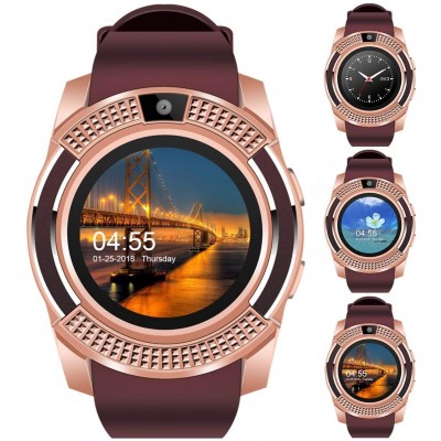 2019 New V8 Bluetooth Smart Watch Sports Fitness Tracker SD Card SIM Card Smartwatch Phone Pedometer Sleep Monitor