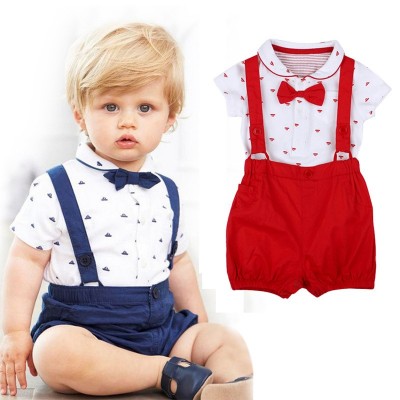 2PCS Baby Infant Boys Short Sleeve Romper Clothes + Toddler Pants Set Outfits Fashion set
