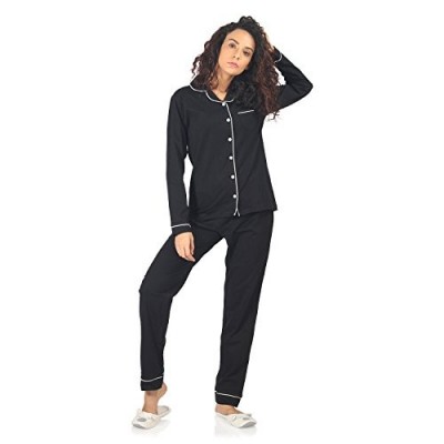 NITE FLITE Women's Cotton Nightdress Full Pyjama Set for Sleepwear