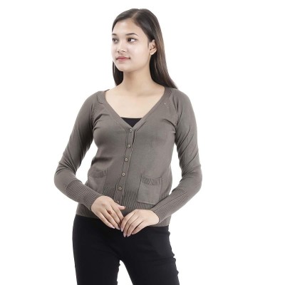 V Cut Woolen Sweater For Women