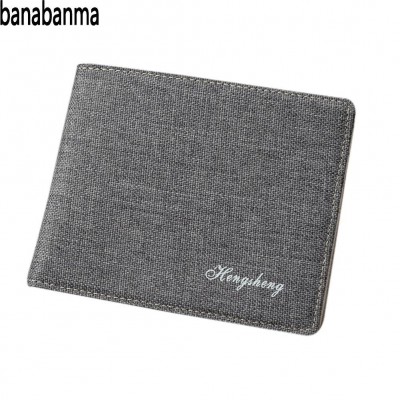 Vintage Canvas Short Men Wallets Card Holder Purse Wallet