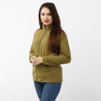 Heena Green Front Zippered Polar Fleece Jacket For Women MJK1076