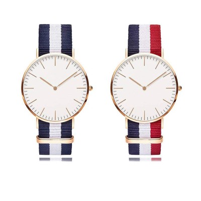 Analogue White Plated Dial England Strip Style Belt Couple Watch Set