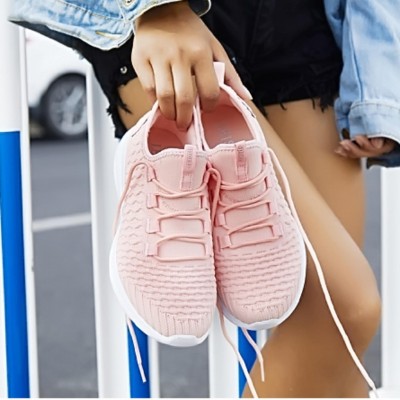 Peach Lace Up Sneakers For Women