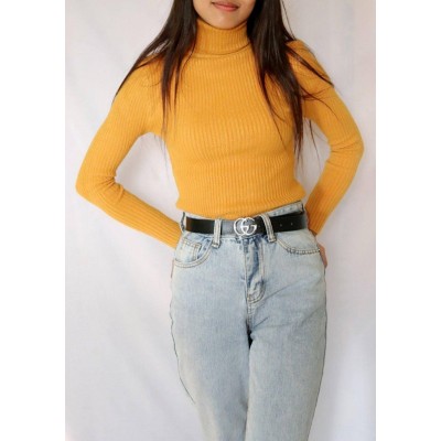 Plain High Neck Women Sweater
