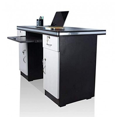 Asha Furniture Office Desk with Drawers & Storage, White & Black