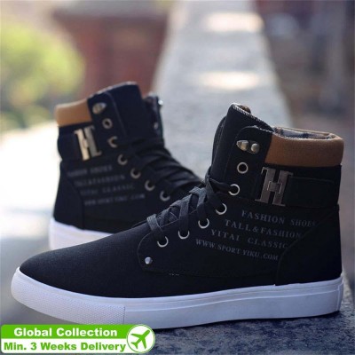 Fashion Autumn Winter Warm Men Shoes High Top Canvas Casual Footwear