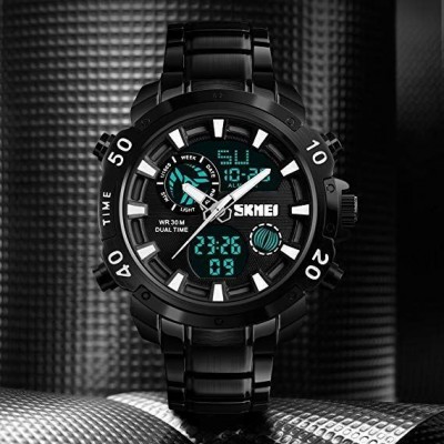 MultiFunctional Business Analog/Digital Large Dial Stainless Steel Watch