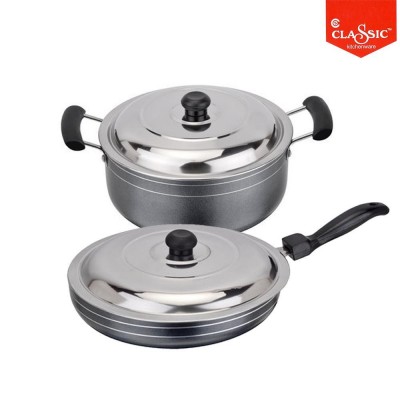 Classic Cookware Non Stick Set Of Casserole Pot And Fry Pan With SS Lid Large