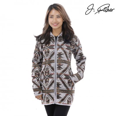 J.Fisher Cotton/Wool Patterns Designed Hoodie For Women