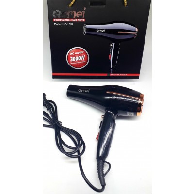 Gemei GM-1780 Hair Dryer 2 Free Blowing Connectors - Cold, Medium Hot, Hot Functions