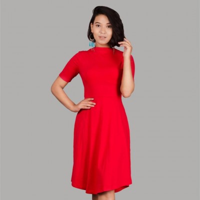 Red Lilliam Skater Dress For Women By Nyptra