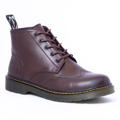 Caliber Shoes Coffee Lace Up Lifestyle Boots For Men