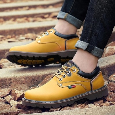 Natural Leather Oxfords Outdoor Lace Up Ankle Boots Business Sneakers