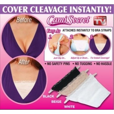 Cami Secret Set of 3 Clip-On Camisole- Black/White/Beige