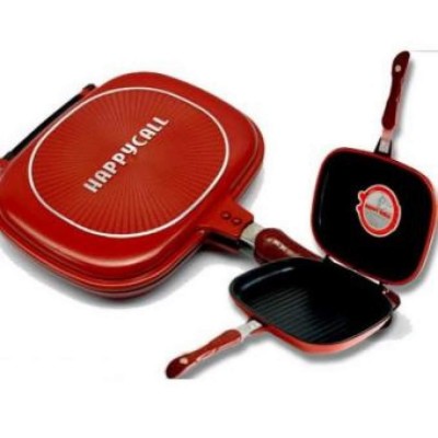 Happy Call Non Stick Double Sided Fry/Grill Pan - Red/Black