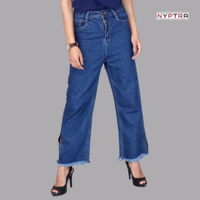 Blue High Rise Plain Jeans For Women By Nyptra